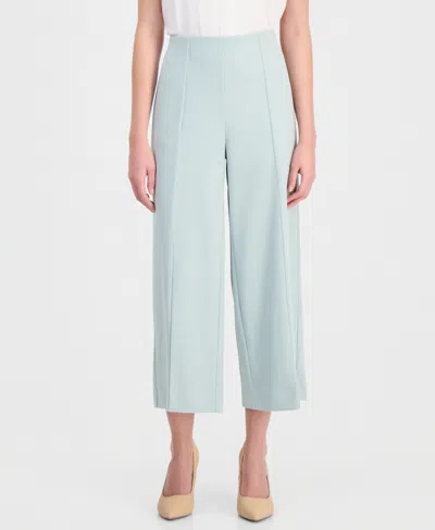 Anne Klein Essentials Petite Seamed Cropped Pull-on Pants In Blue