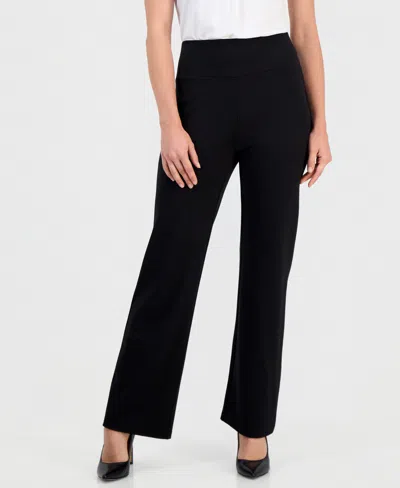 Anne Klein Essentials Petite Wide-leg High-waisted Pull-on Pants In Anne Black