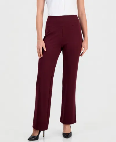 Anne Klein Essentials Petite Wide-leg High-waisted Pull-on Pants In Barolo