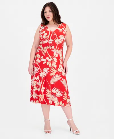 Anne Klein Essentials Plus Size Faux-placket A-line Dress
