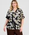 Anne Klein Essentials Plus Size Half-sleeve Blouse In Black