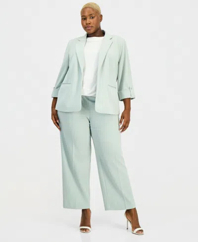 Anne Klein Essentials Plus Size High Rise Pull-on Pants In Green
