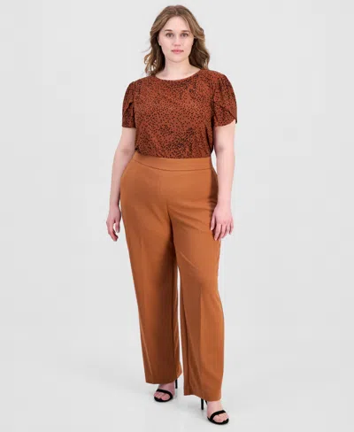 Anne Klein Essentials Plus Size High Rise Straight Leg Pants