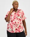 Anne Klein Essentials Plus Size Printed Button-front Shirt