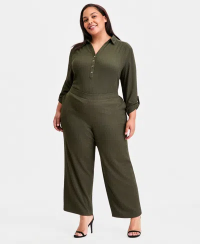 Anne Klein Essentials Plus Size Pull-on Pants In Green