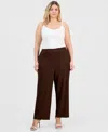 Anne Klein Essentials Plus Size Pull-on Pants In Brown