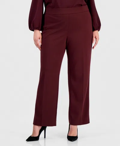 Anne Klein Essentials Plus Size Pull-on Slash Pocket Pants In Barolo