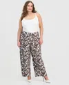 Anne Klein Essentials Plus Size Pull-on Wide-leg Pants In Black