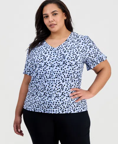 Anne Klein Essentials Plus Size V-neck Short-sleeve Top