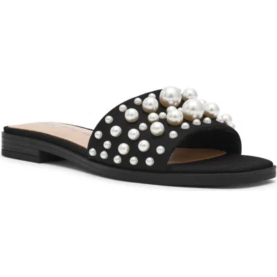 Anne Klein Eugenie Faux Pearl Slide Sandal In Black