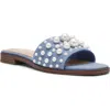 Anne Klein Eugenie Faux Pearl Slide Sandal In Denim