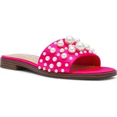 Anne Klein Eugenie Faux Pearl Slide Sandal In Pink