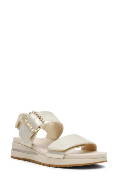 Anne Klein Evanti Ankle Strap Platform Sandal In Light Gold
