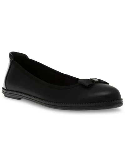 Anne Klein Eve Womens Faux Leather Ballet Loafers In Black/black