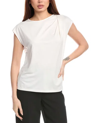 Anne Klein Extended Shoulder Asymmetrical Top In White