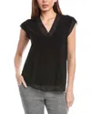 Anne Klein Extended Shoulder Mixed Media Top