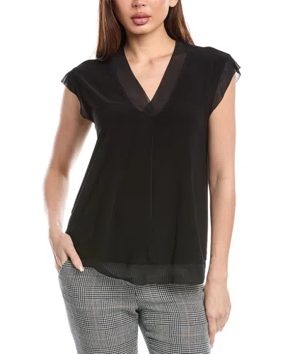 Anne Klein Extended Shoulder Mixed Media Top