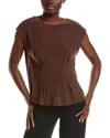 Anne Klein Extended Shoulder Top In Brown
