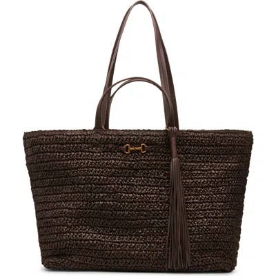 Anne Klein Extra Large Straw Tote In Brown