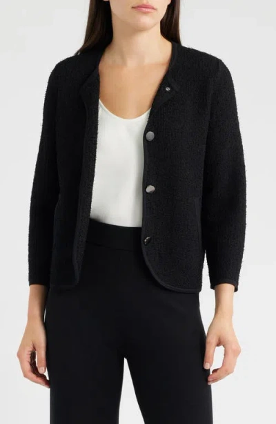 Anne Klein Eyelash Texture Cardigan In Black