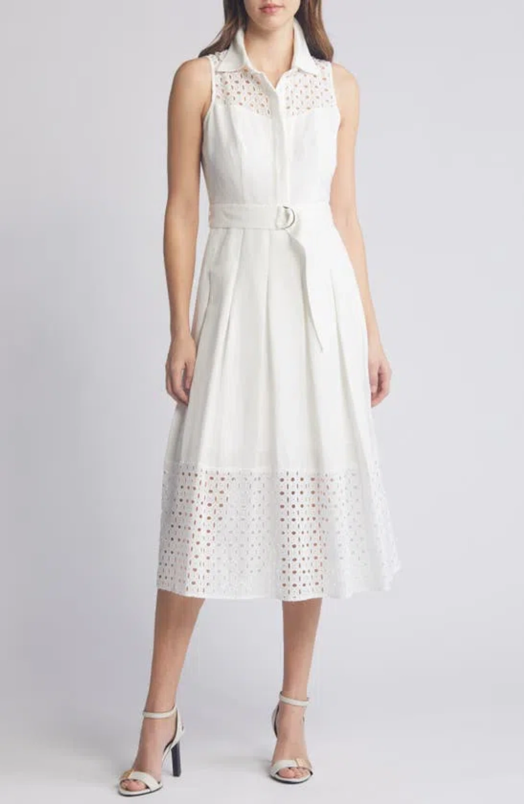 chinese dress ladies Eliza White Eyelet Midi Dress L main image 0