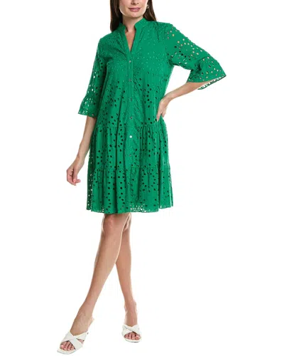 Anne Klein Eyelet Shirt Dress In Green