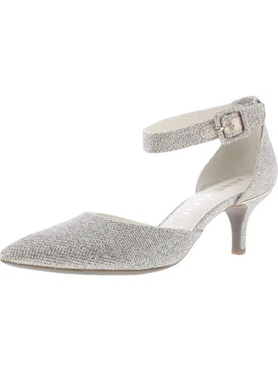 Anne Klein Fabulist Womens Ankle Wrap Dress Pumps In Silver