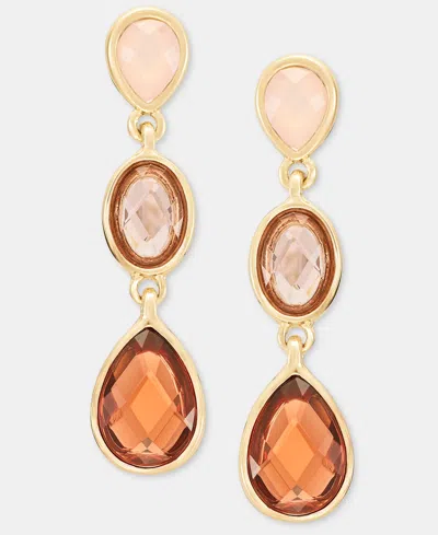 Anne Klein Faceted Stone Linear Drop Earrings In Multi