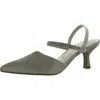 Anne Klein Fancy Womens Slingback Pointed Toe Kitten Heels In Silver