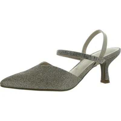 Anne Klein Fancy Womens Slingback Pointed Toe Kitten Heels In Silver