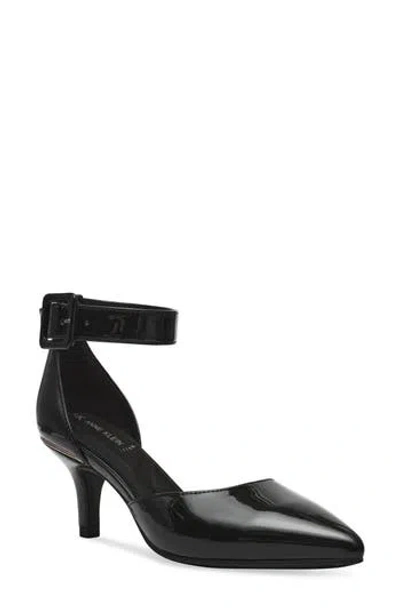 Anne Klein Fararia Pointed Toe Kitten Heel Pump In Black Patent