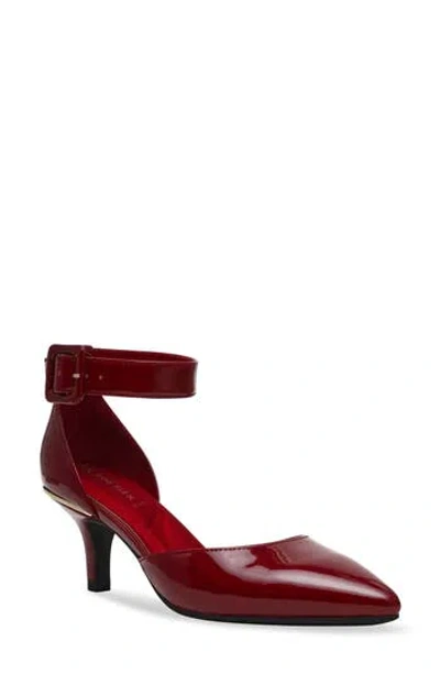 Anne Klein Fararia Pointed Toe Kitten Heel Pump In Burgundy Patent
