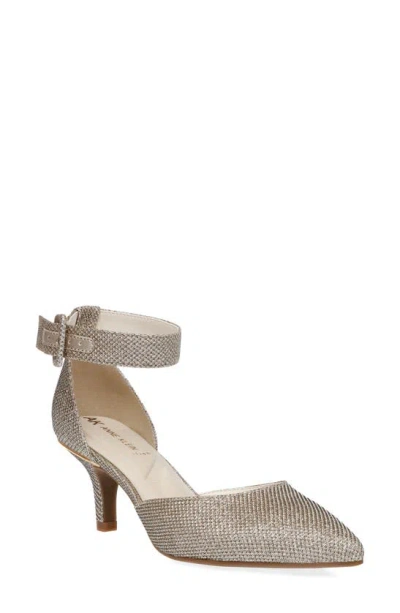 Anne Klein Fararia Pointed Toe Kitten Heel Pump In Platinum Glamour Lurex