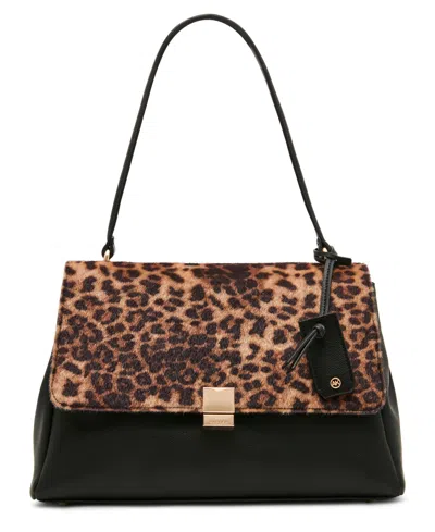Anne Klein Faux Cheetah Medium Flap Shoulder Handbag In Multi
