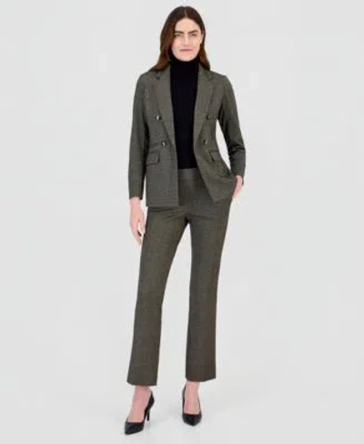 Anne Klein Faux Double Breasted Blazer Half Sleeve Top Pull On Pants In Multi