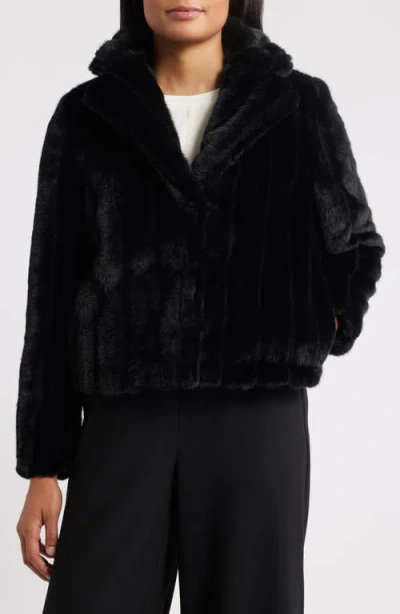 Anne Klein Faux Fur Jacket In Black