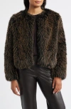 Anne Klein Faux Fur Jacket In Brown