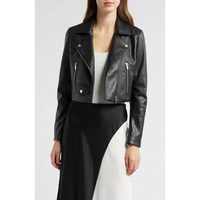 Anne Klein Faux Leather Moto Jacket In Anne Black