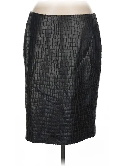 Pre-owned Anne Klein Faux Leather Skirt In Black