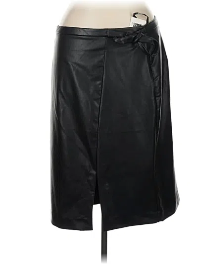 Anne Klein Faux Leather Skirt In Black