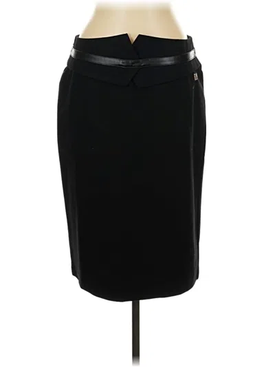 Pre-owned Anne Klein Faux Leather Skirt In Black