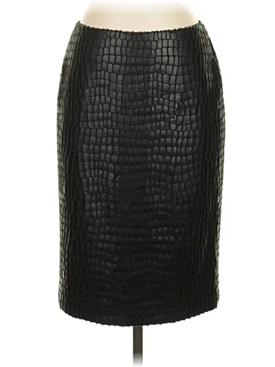 Pre-owned Anne Klein Faux Leather Skirt In Black