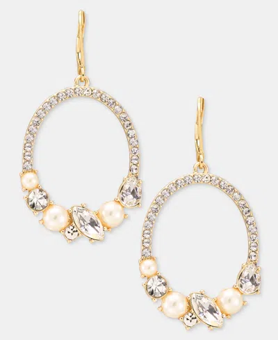 Anne Klein Faux Pearl & Glass Crystal Cluster Orbital Dangle Earrings In Gold