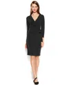 ANNE KLEIN WOMEN'S PRINTED 3/4-SLEEVE WRAP DRESS