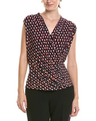 Anne Klein Faux Wrap Top In Brown