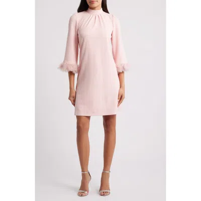 Anne Klein Feather Trim Sheath Dress In Pink