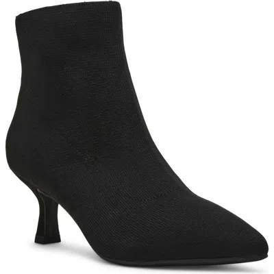 Anne Klein Federica Pointed Toe Bootie In Black Knit