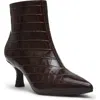 Anne Klein Federica Pointed Toe Bootie In Brown Croc