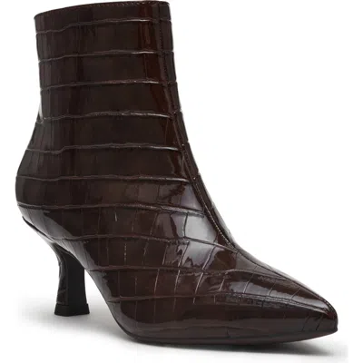 Anne Klein Federica Pointed Toe Bootie In Brown Croc