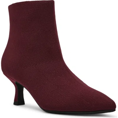 Anne Klein Federica Pointed Toe Bootie In Burgundy Knit